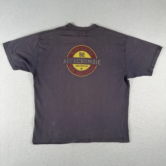 Vtg Y2K Abercrombie‎ Fitch Graphic T Shirt Men's Large Blue Faded Distressed - Picture 11 of 16